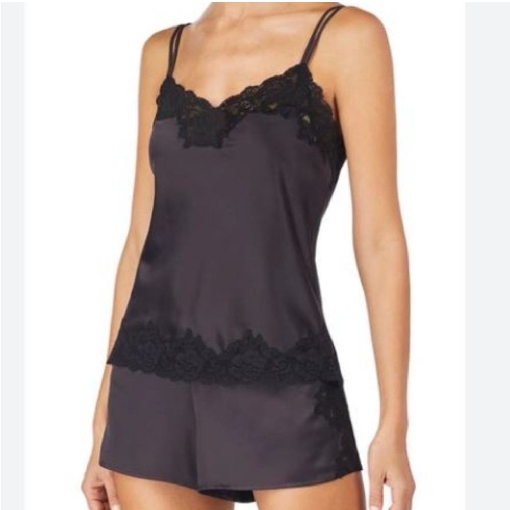 Lauren Ralph Lauren Black Satin Lace Trim Camisole